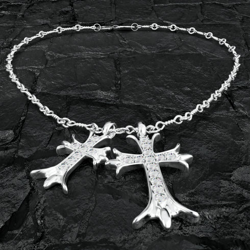 NARCISSIST® Iced Dual Cross Pendants & Chain